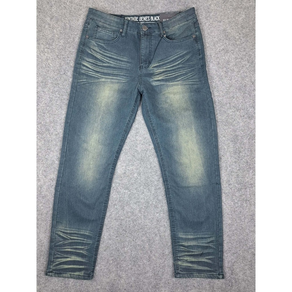 VGB Vintage Genes Black Slim Fit Comfort French Terry Denim Jeans‎ Men's W34x30L